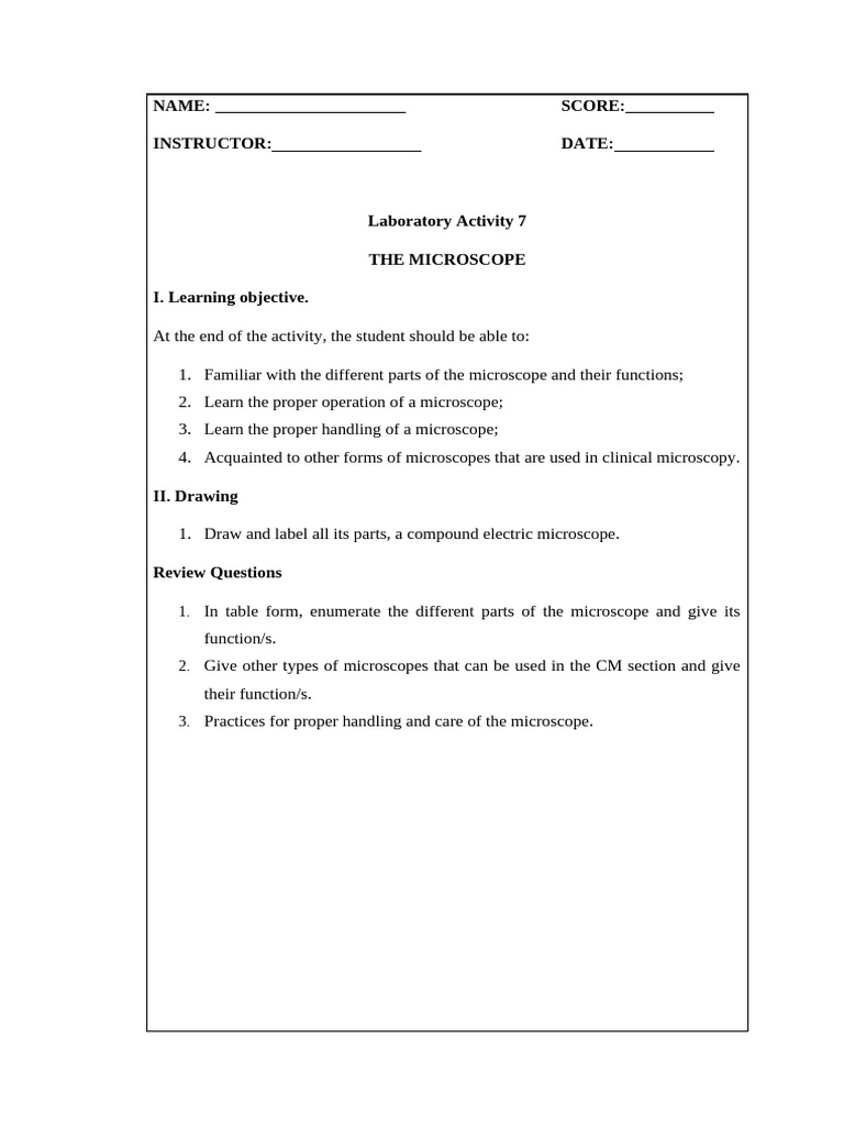 Act 7. The Microscope | PDF
