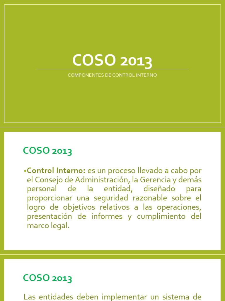 Componentes del Control Interno COSO 2013 | PDF | Sistema | Información