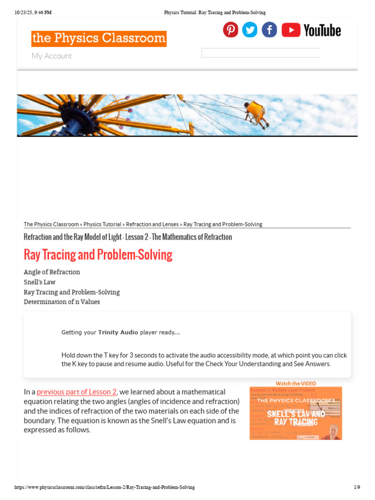 Ray Tracing in Refraction Problems | PDF | Refraction | Refractive Index