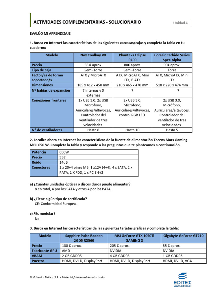 Características de Hardware Informático | PDF | Compatibles con PC Ibm ...