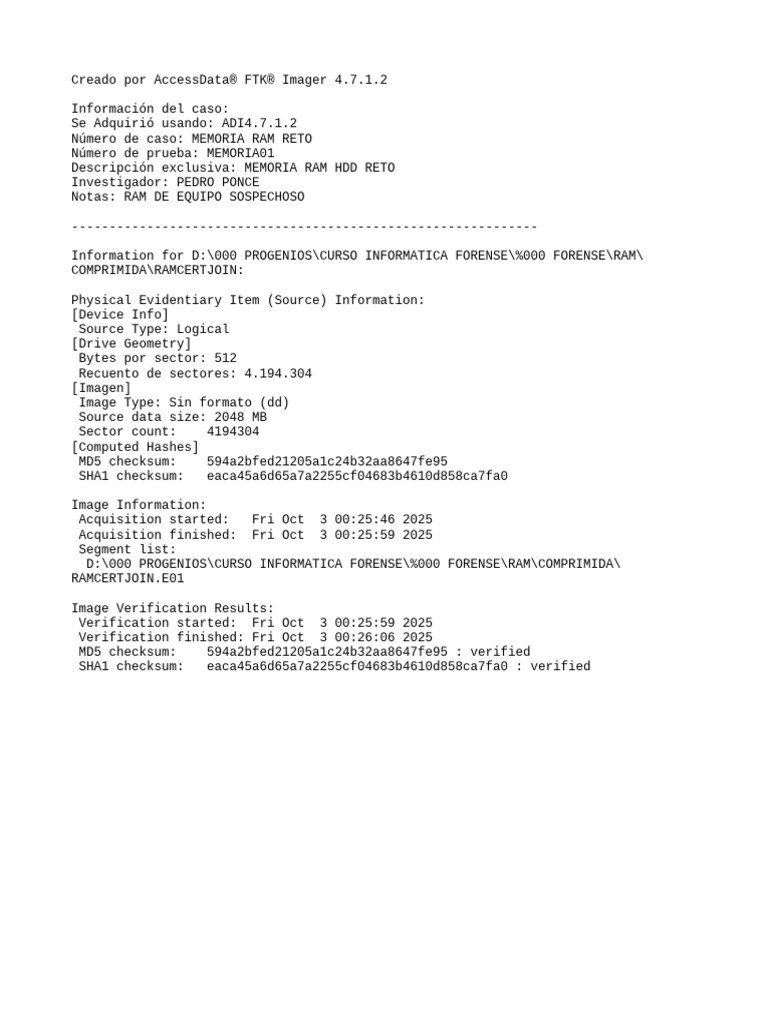FTK Imager 4.7.1.2 Case Report | PDF