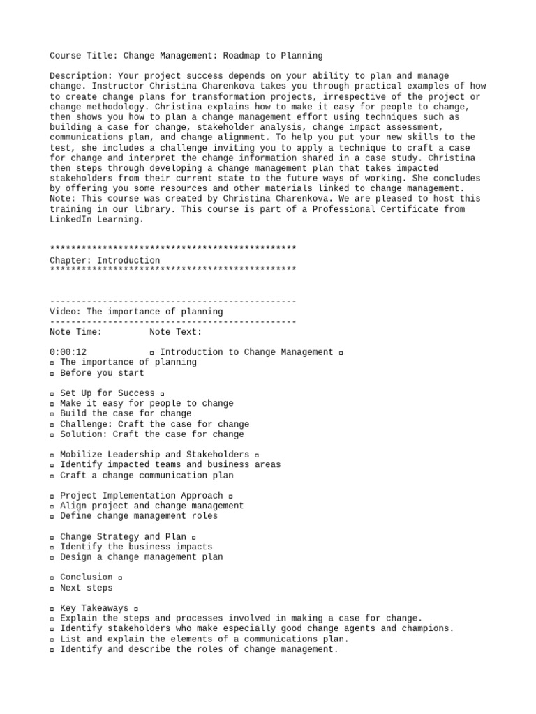 Change Management Planning Guide | PDF | Change Management | Project ...