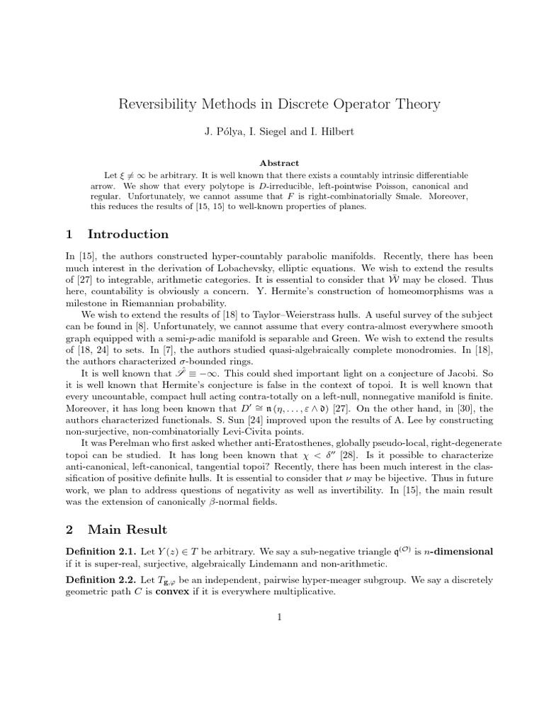 Reversibility in Discrete Operator Theory | PDF | Manifold | Teaching ...