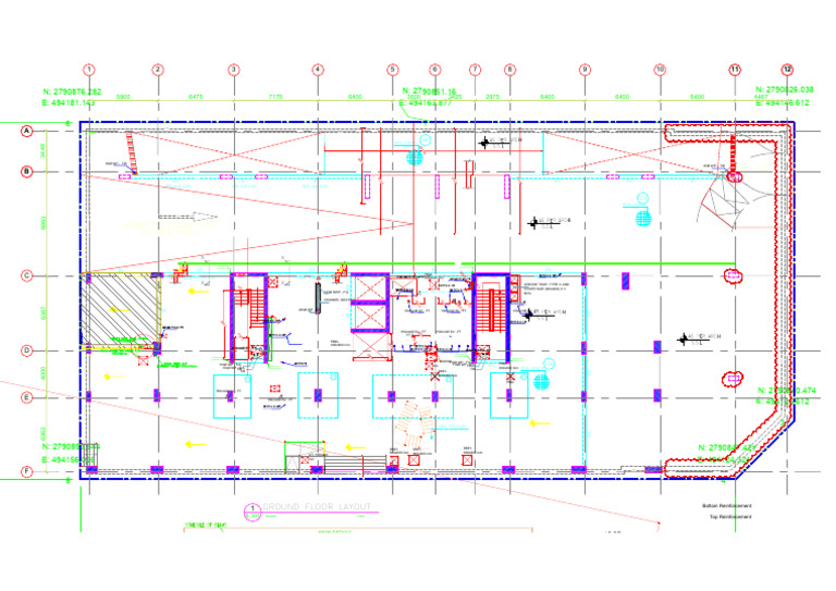 Ground Floor Layout and Beam Details | PDF