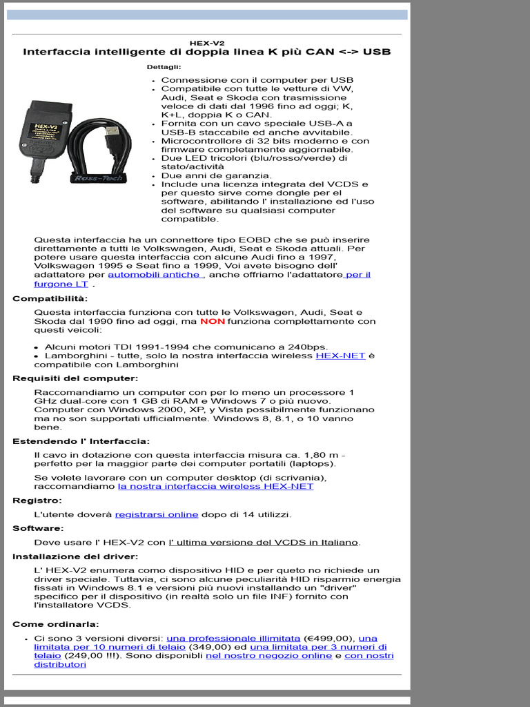 Ross Tech Interfaccia HEX V2 | PDF