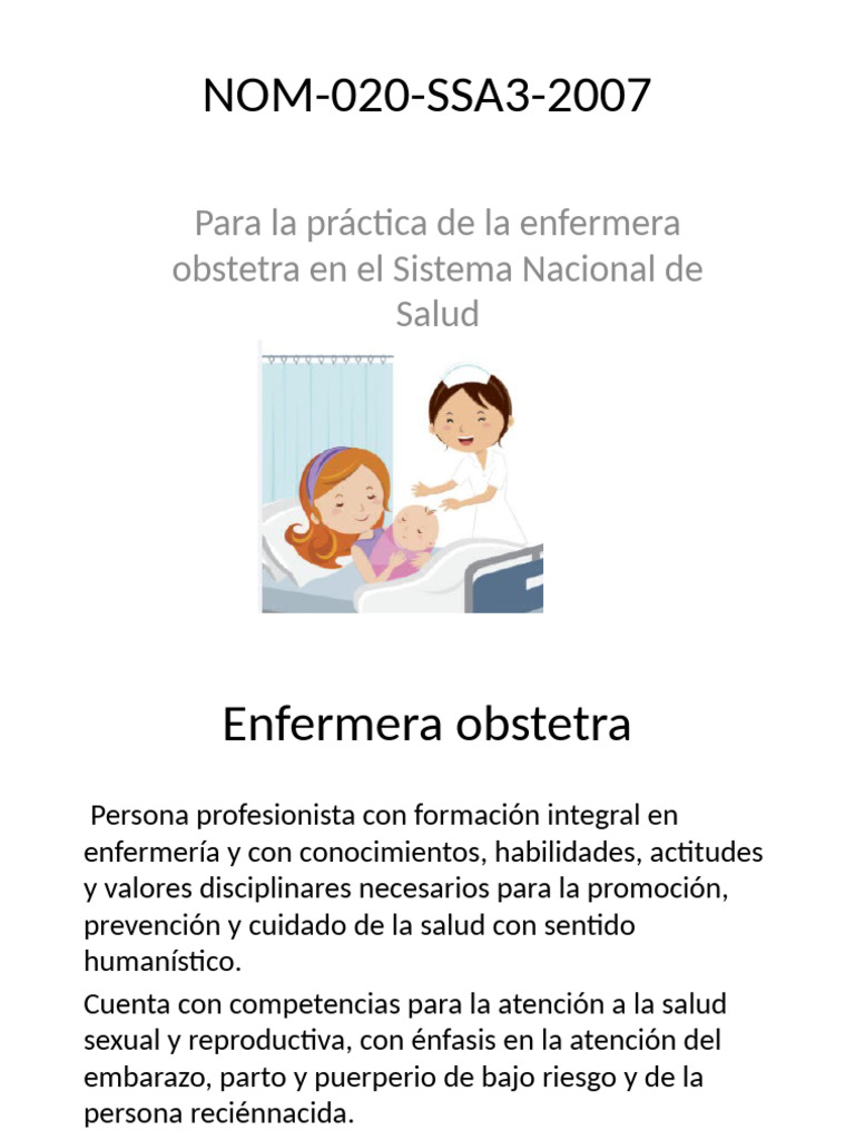 Norma 020: Práctica de Enfermería Obstétrica | PDF | Partería | Enfermería