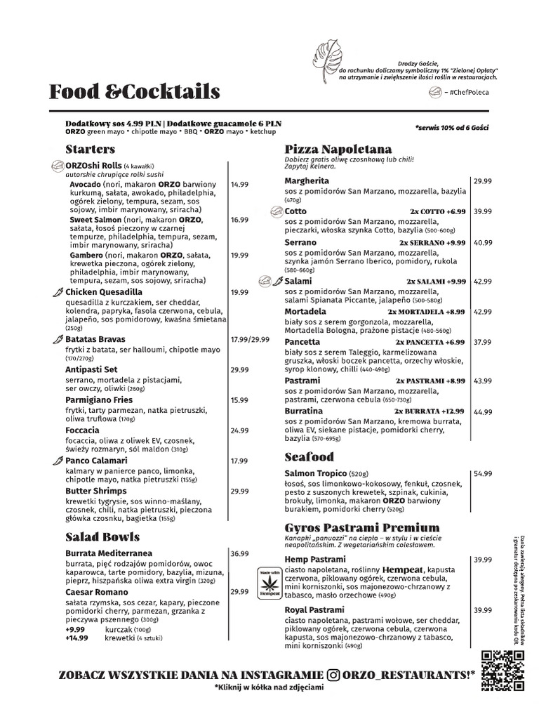 Menu-Orzo Restaurante | PDF