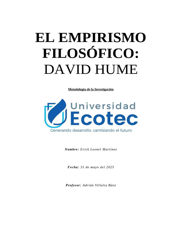 Empirismo Filosófico de David Hume | PDF | David Hume | Empirismo