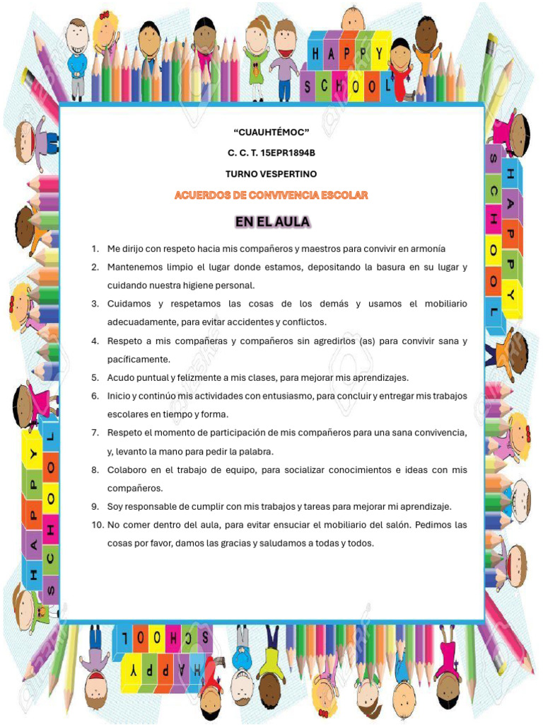 Normas de Convivencia Escolar | PDF