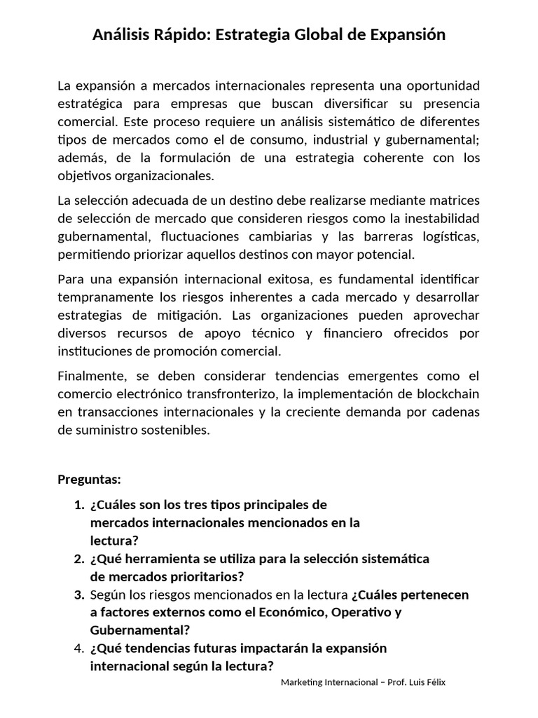 Estrategias para Expansión Internacional | PDF