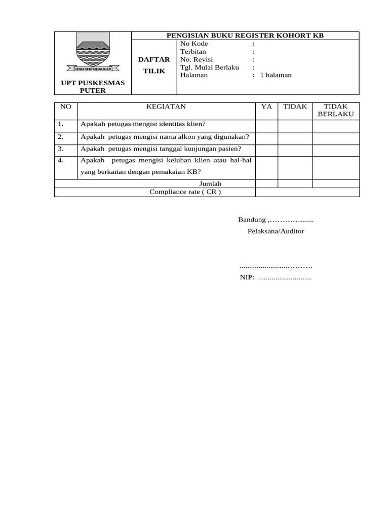 Panduan Pengisian Buku Register KB | PDF