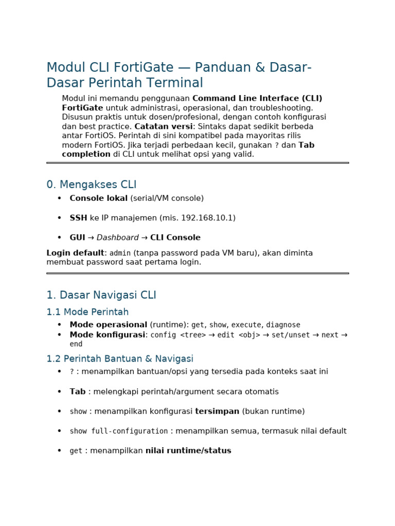 Panduan CLI FortiGate untuk Administrasi | PDF | Ip Address | Firewall ...