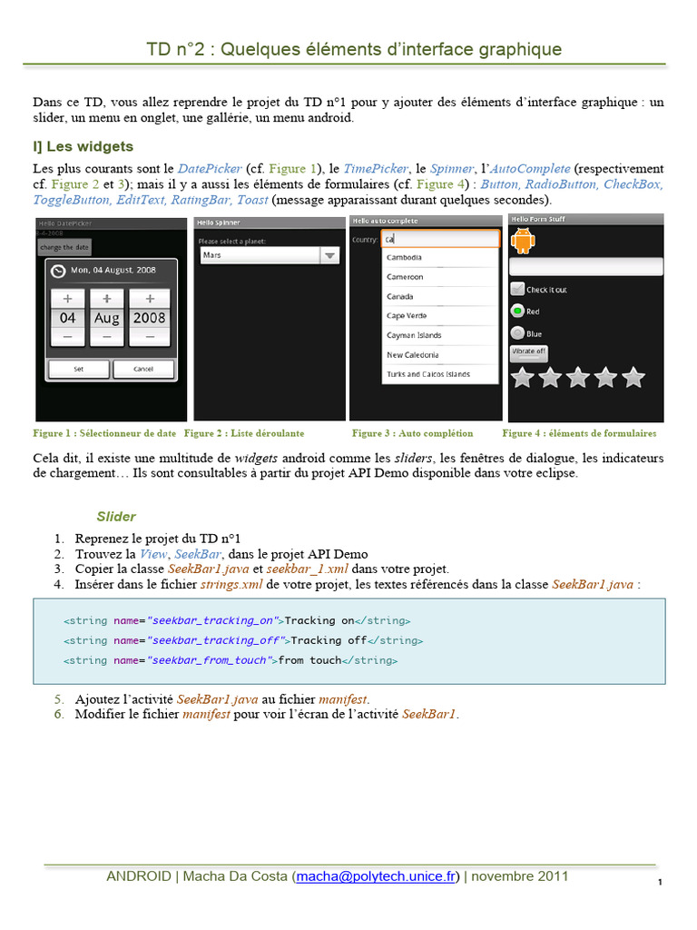 Éléments d'interface graphique Android | PDF | Menu (Informatique ...