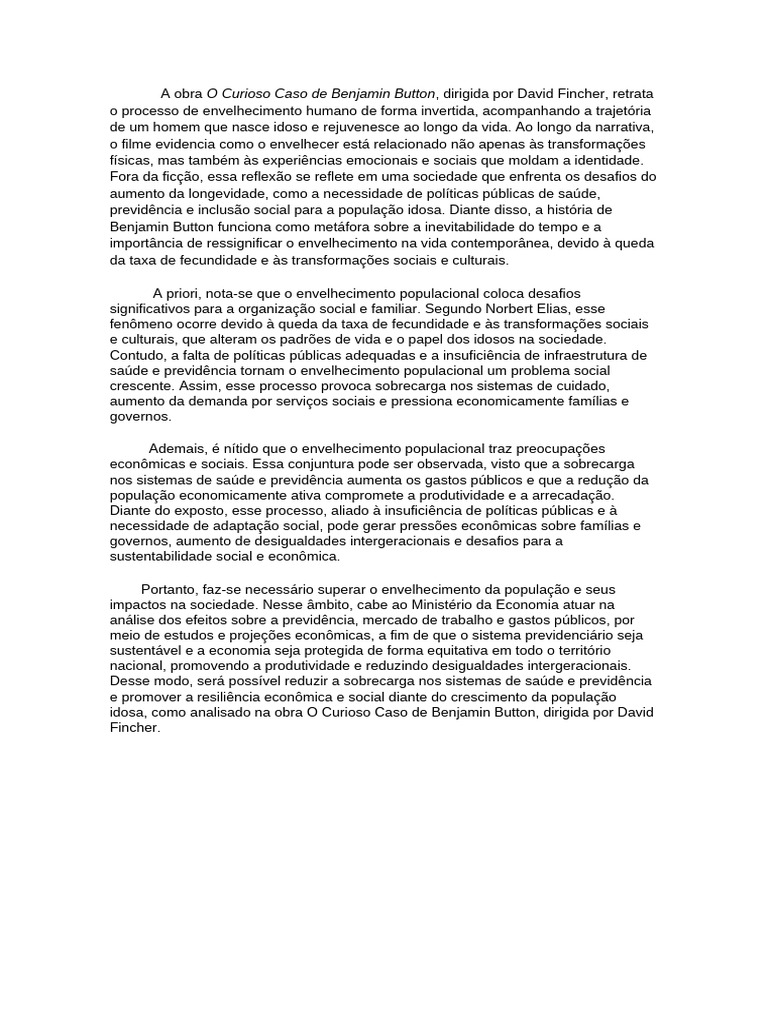 Envelhecimento Populacional e Desafios Sociais | PDF | Economia ...