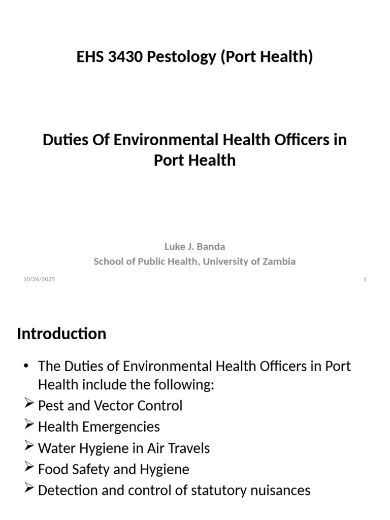 2 EHS 3430 Duties of EHO | PDF | Drinking Water | Pest (Organism)