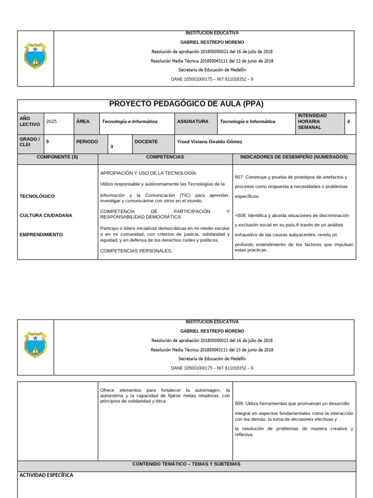 Proyecto Pedagógico Aula 2025: Tecnología | PDF | Comunicación humana ...