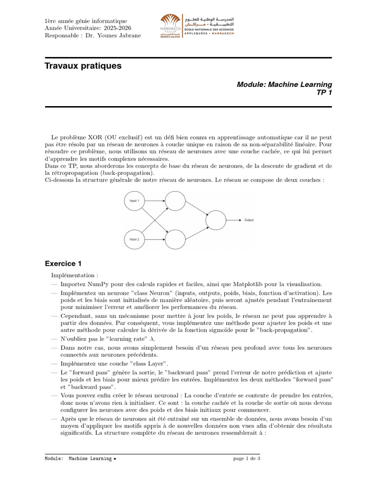 TP Machine Learning : Résoudre le XOR | PDF | Apprentissage | Algorithmes