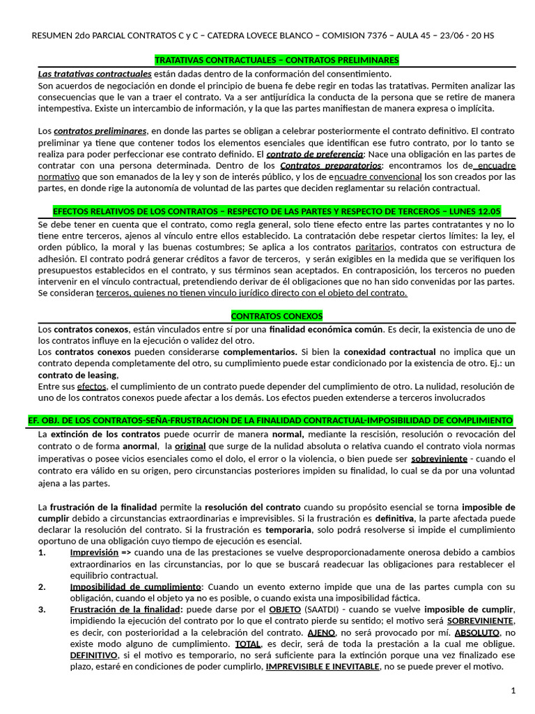 Resumen Contratos C y C: Claves y Efectos | PDF | Protección al ...