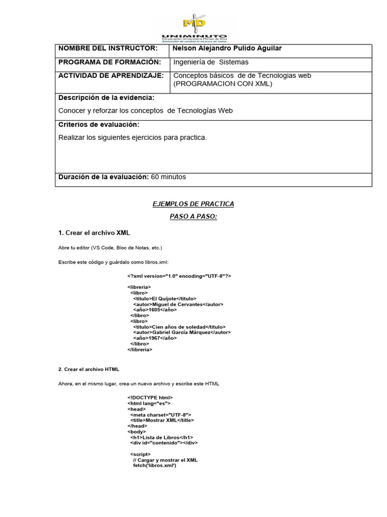 Introducción a XML y HTML en Web | PDF | Xml | HTML