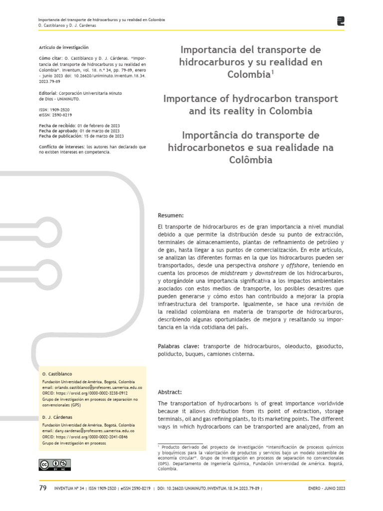 Transporte de hidrocarburos en Colombia | PDF | Petróleo | Tubería ...