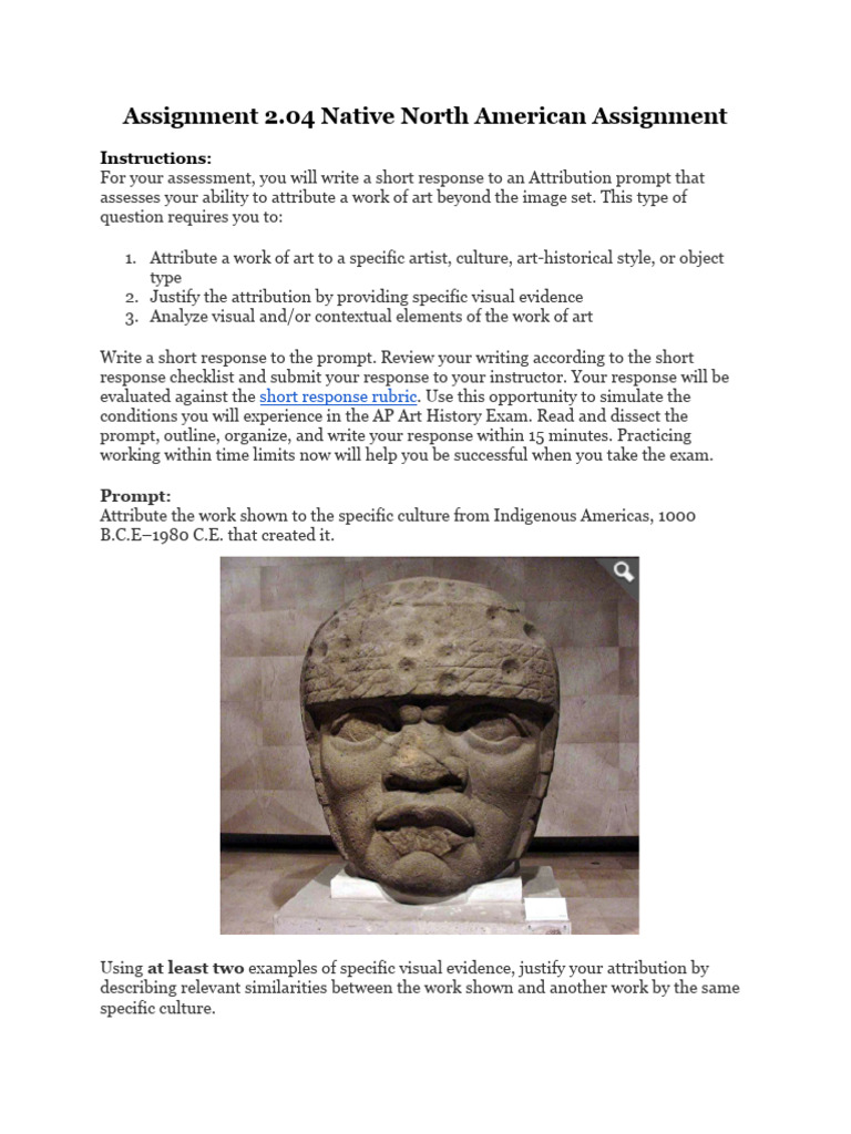 Assignment 2.04 Native North American Assignment | PDF