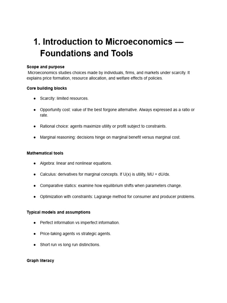 Introduction To Microeconomics - Foundations and Tools | PDF ...