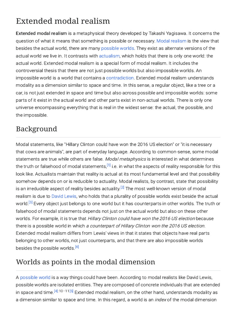 Understanding Extended Modal Realism | PDF | Metaphysical Theories ...