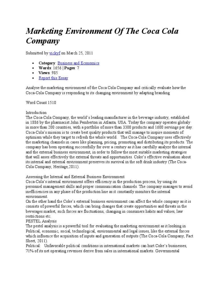 Coca-Cola's Marketing Environment Analysis | PDF | Coca Cola | The Coca ...