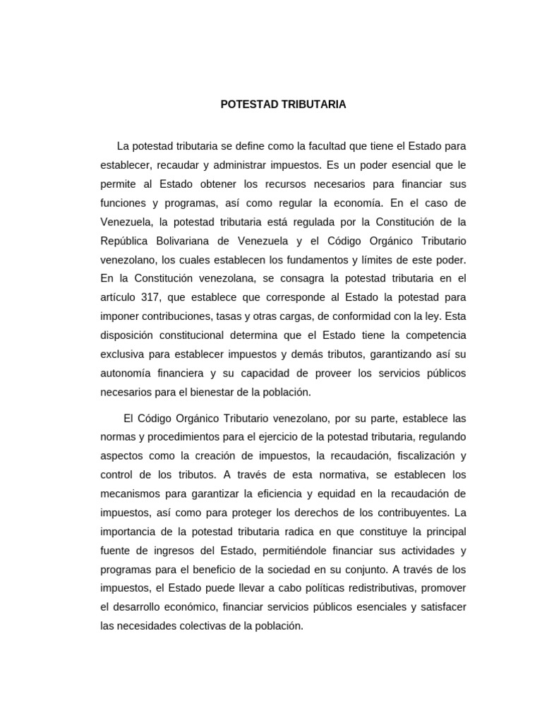 Analisis Potestad Tributaria | PDF | Impuestos | Estado (política)