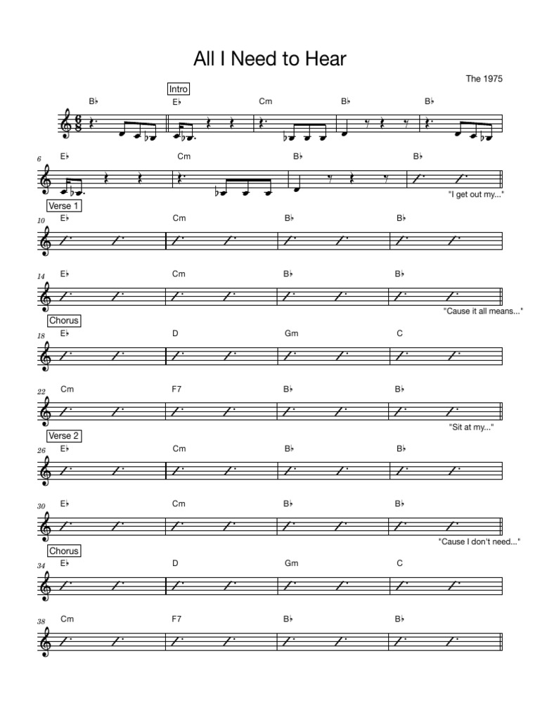 All I Need To Hear - The 1975 Chart | PDF