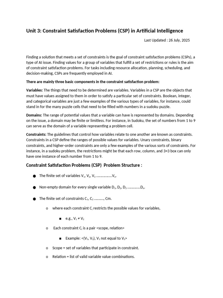 Understanding Constraint Satisfaction Problems | PDF | Algorithms And ...