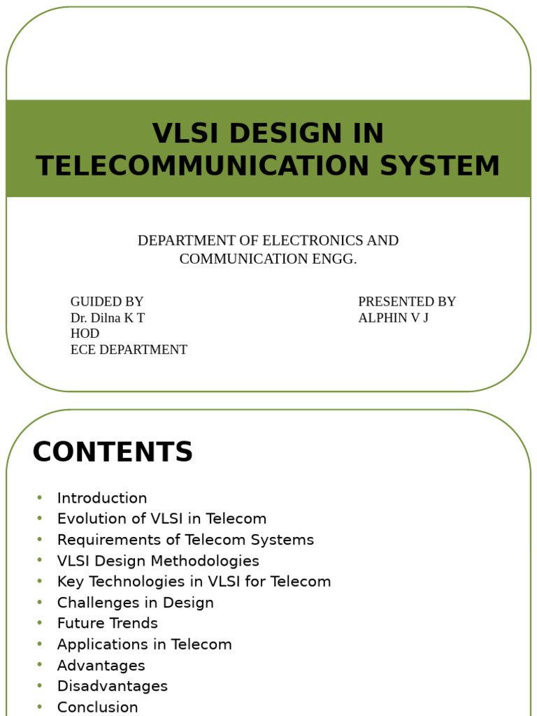 VLSI Design in Telecom Systems Overview | PDF | Very Large Scale ...