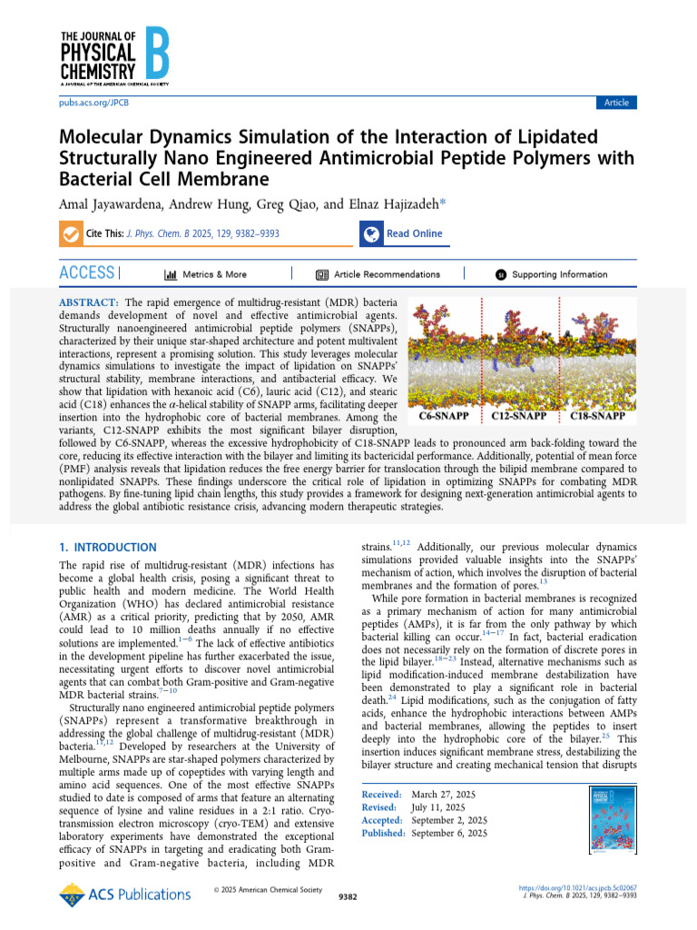 Molecular Dynamics Simulation of The Interaction of Lipidated ...