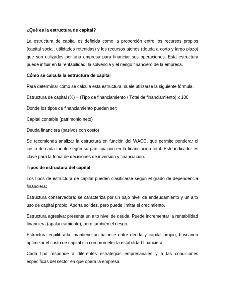 Estructura de Capital en Empresas | PDF | Business | Sociedad de ...