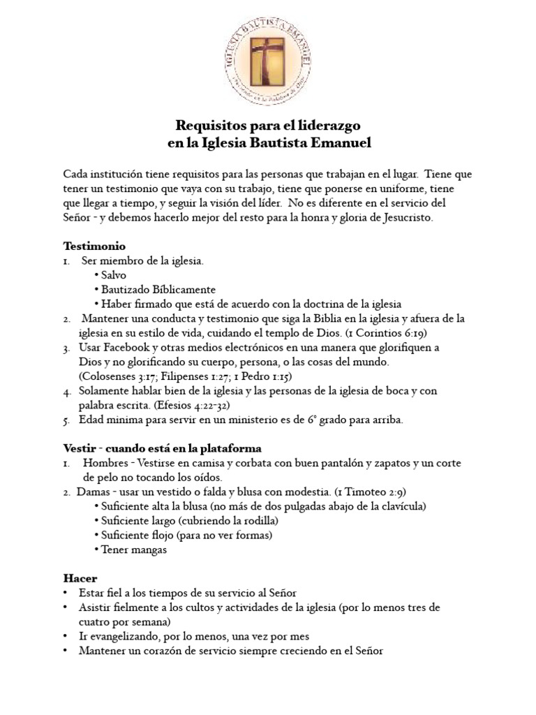 Requisitos de Liderazgo en la Iglesia | PDF