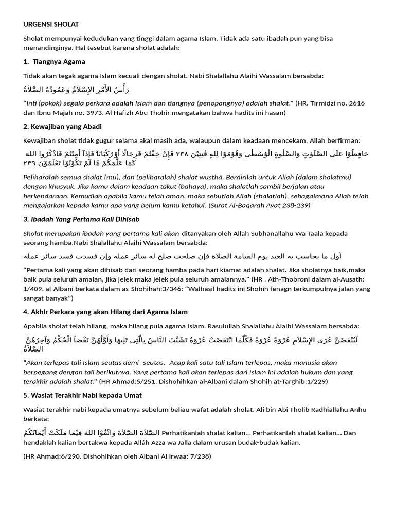Pentingnya Sholat dalam Islam | PDF