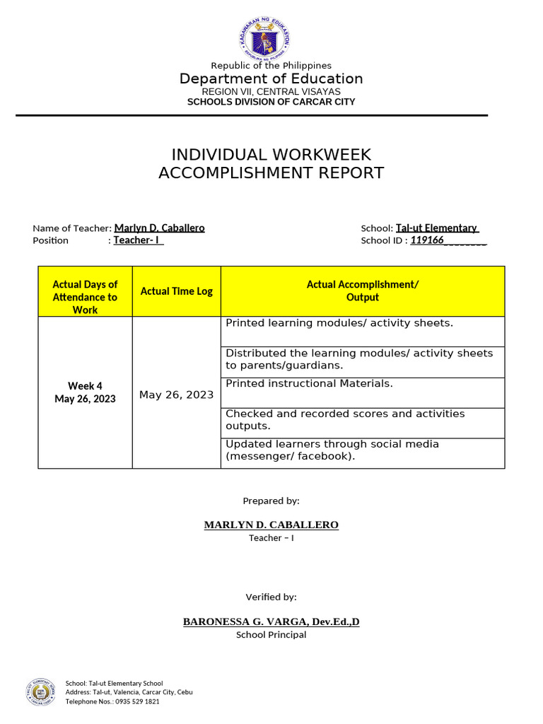 May 26, 2023 - No Class Accomplishment Report | PDF