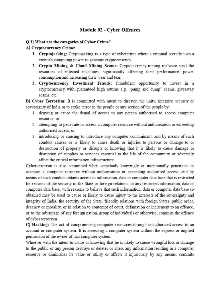 Categories of Cyber Crimes Explained | PDF | Cybercrime | Phishing