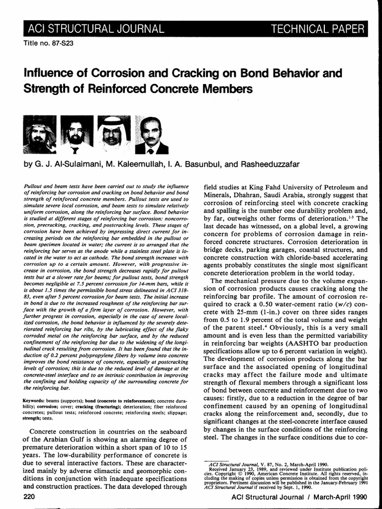 Corrosion Impact on Reinforced Concrete Bond | PDF | Corrosion | Concrete