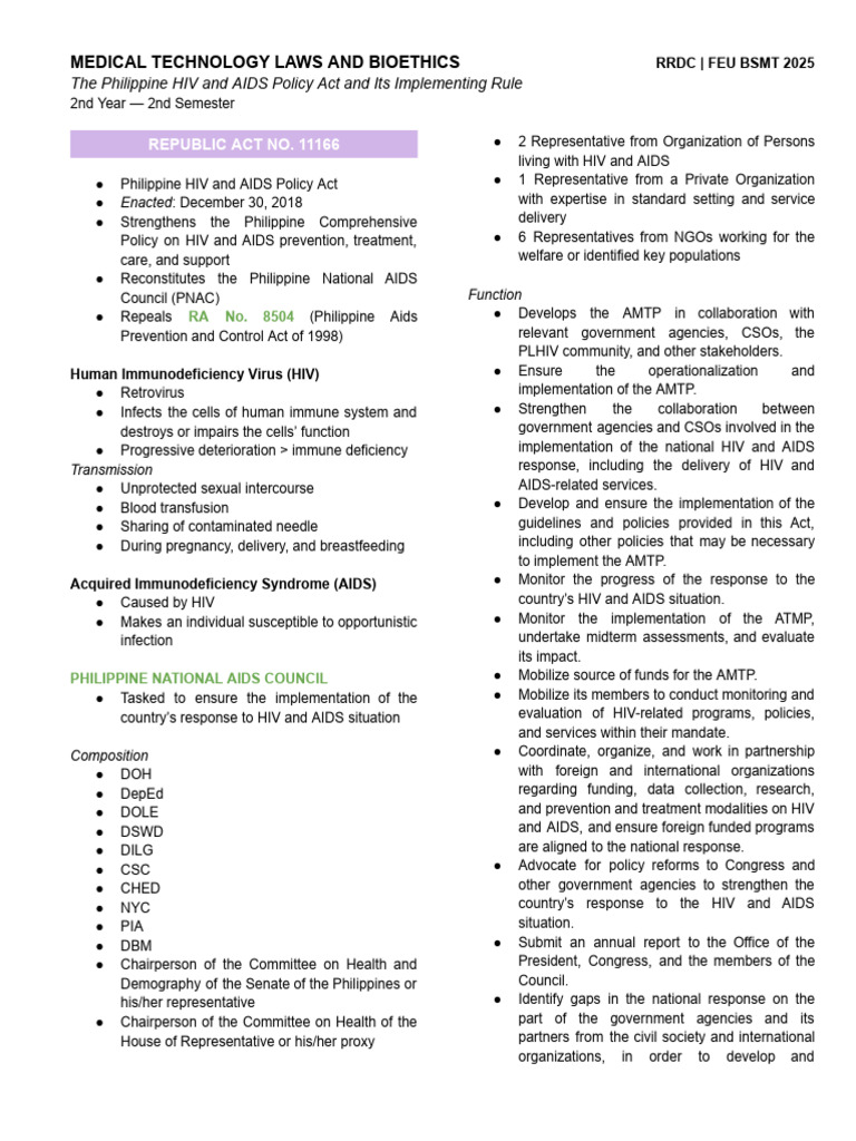 Philippine HIV and AIDS Policy Act Overview | PDF | Hiv/Aids | Hiv