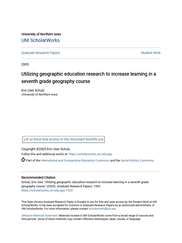 Utilizing Geographic Education Research To Increase Learning in A | PDF ...