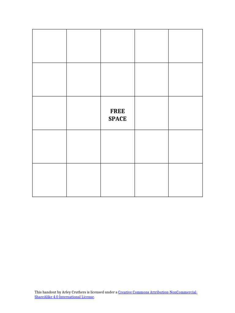 Free Space Handout by Arley Cruthers | PDF