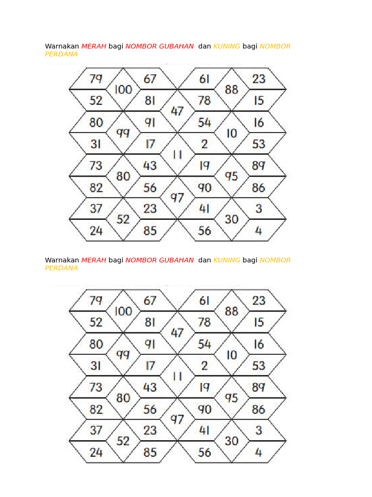 Latihan Math Y6 Nombor Perdana & Nombor Gubahan 1 | PDF