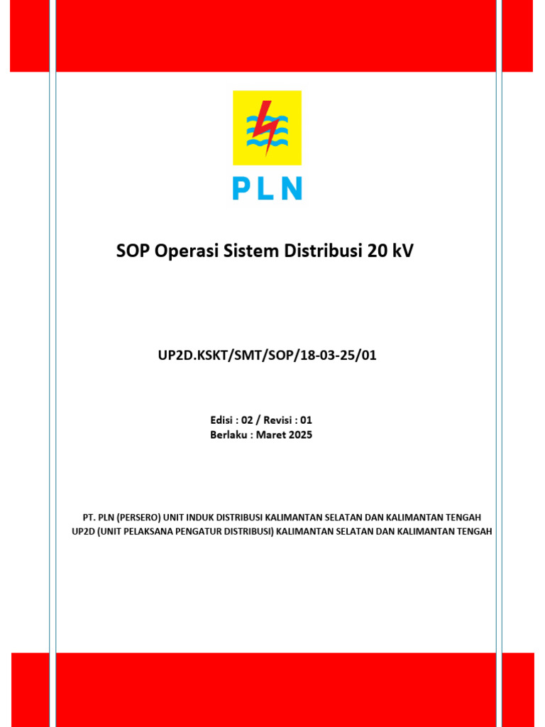 Prosedur Operasi Distribusi 20 kV PLN | PDF