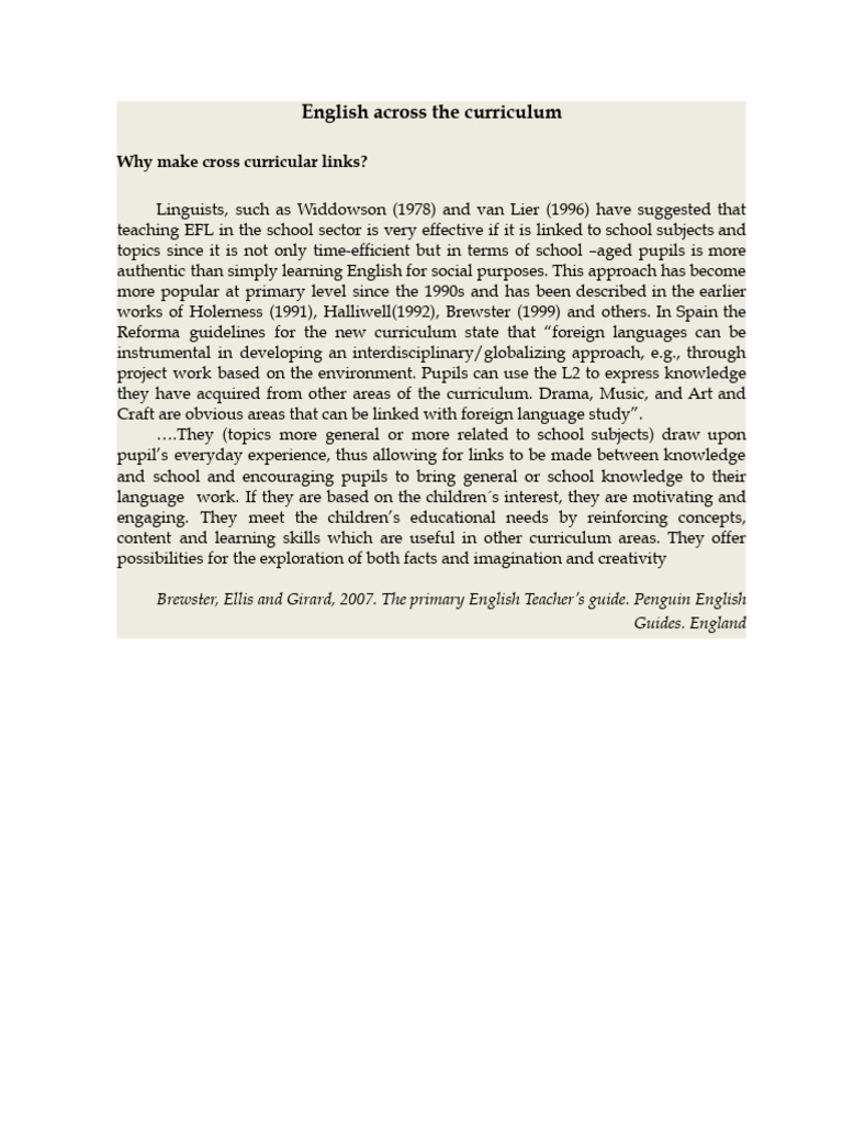 Integrating English in School Subjects | PDF