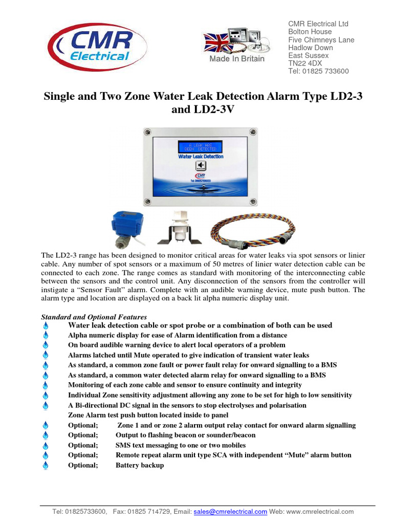 LD2-3 Water Leak Detection Alarm System | PDF | Relay | Sensor