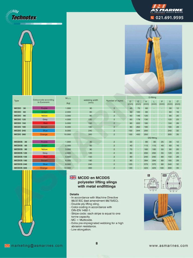 Technotex MCDD en MCDDS Polyester Lifting Slings With Metal Endfittings ...