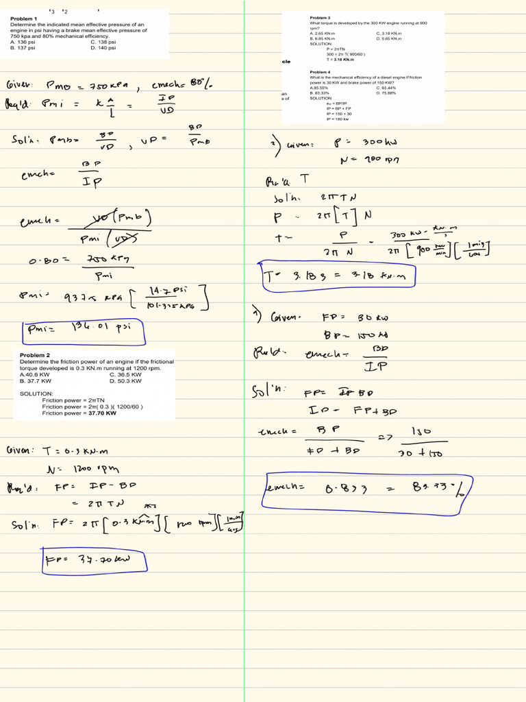 Disel Engine Prac Prob | PDF