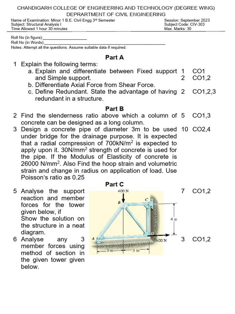 Civ303 Mse1 QP | PDF