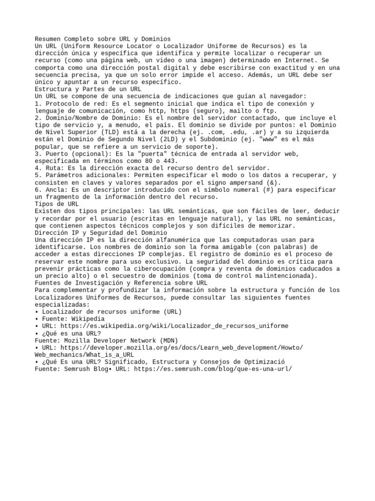 Guía Completa sobre URLs y Dominios | PDF | Arquitectura de internet ...